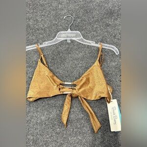 Beach Bunny Gold Metallic Bralette with Twist Strap